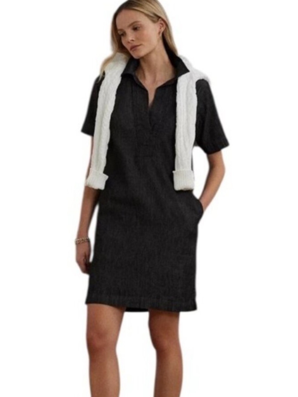 NWT Lauren Ralph Lauren Denim Shirt Dress Dark Navy Jones Street Wash Size M - Picture 14 of 14